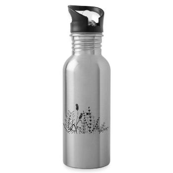 Flower meadow - Water bottle with straw - silver - Right