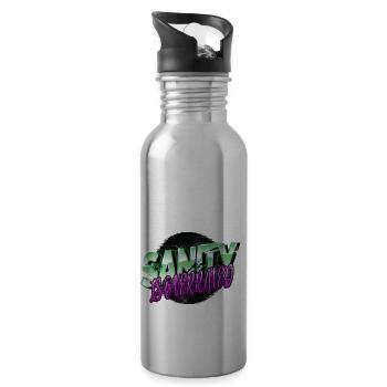 art books and cats typography animal - Water bottle with straw - silver - Right