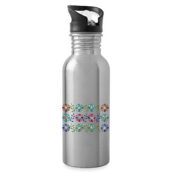 Blumen - Trinkflasche mit integriertem Trinkhalm - Lightsilver - Rechts