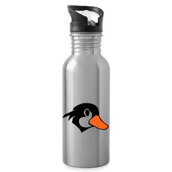 Comic Duck - Water bottle with straw - silver - Right