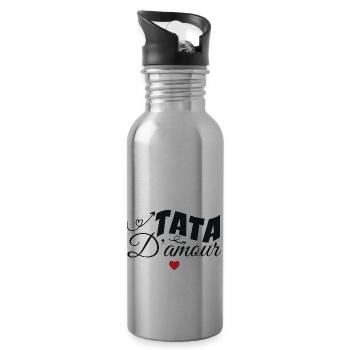 Tata D'amour - Gourde avec paille intégrée - argent clair - Droite