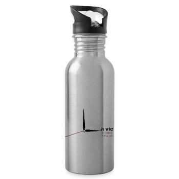 Das Leben ist kurz, lebe es - Trinkflasche mit integriertem Trinkhalm - Lightsilver - Rechts