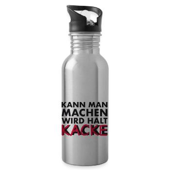kann man machen, wird halt kacke - Trinkflasche mit integriertem Trinkhalm - Lightsilver - Rechts