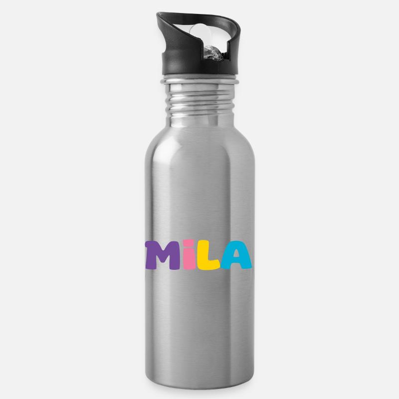 Nom - Mila - Gourde avec paille intégrée - argent clair