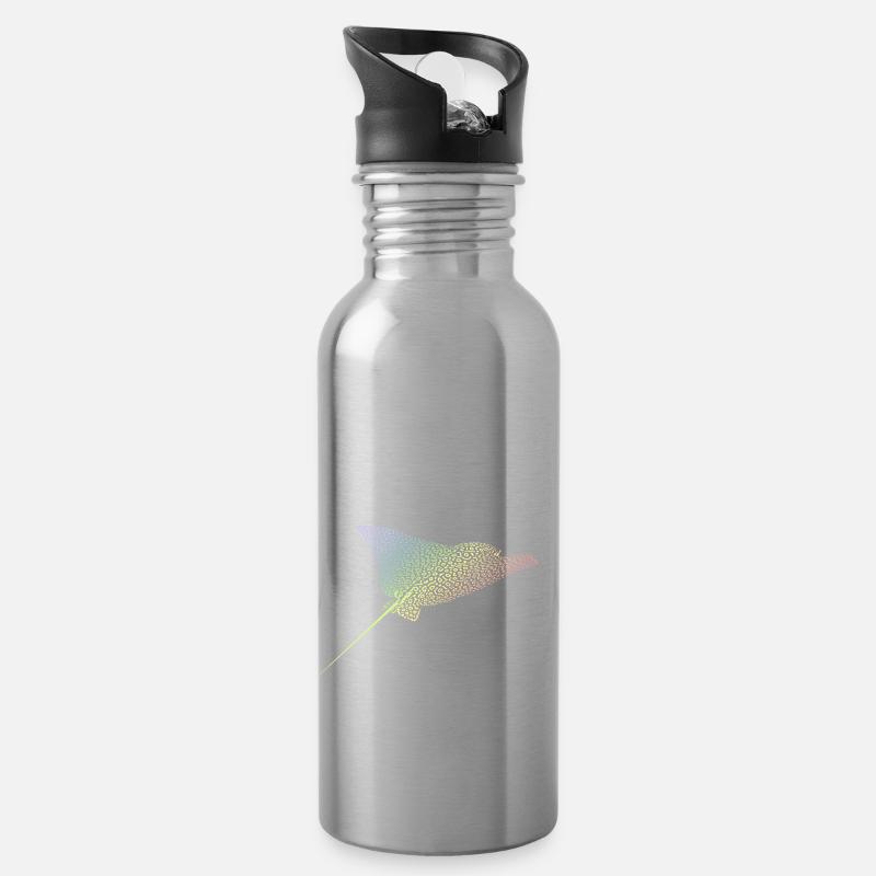 Rochen - Trinkflasche mit integriertem Trinkhalm - Lightsilver