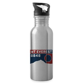 Mount Everest Base Camp Himalaya Trekking Souvenir - Water bottle with straw - silver - Right