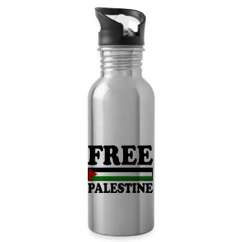 Free palestine - Gourde avec paille intégrée - argent clair - Droite