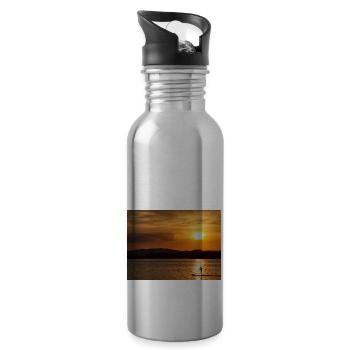 Sonnenuntergang am Staffelsee - Trinkflasche mit integriertem Trinkhalm - Lightsilver - Rechts