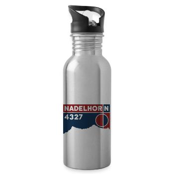 Nadelhorn Bergtour Hochtour Andenken Souvenir - Trinkflasche mit integriertem Trinkhalm - Lightsilver - Rechts