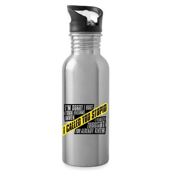 Es tut mir leid, dass ich deine Gefühle verletzt habe, ich habe dich dumm genannt - Trinkflasche mit integriertem Trinkhalm - Lightsilver - Rechts