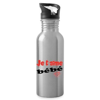 Ich liebe dich Liebling - Trinkflasche mit integriertem Trinkhalm - Lightsilver - Rechts