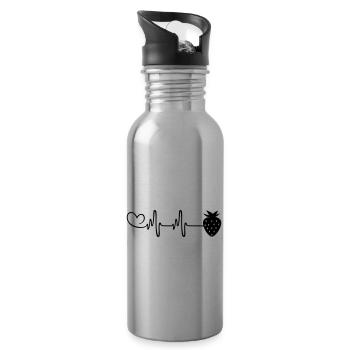Fraise Icône Pulsation Battement de cœur - Gourde avec paille intégrée - argent clair - Droite
