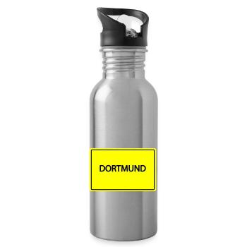ortsschild dortmund - Trinkflasche mit integriertem Trinkhalm - Lightsilver - Rechts