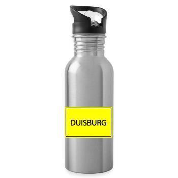 ortsschild duisburg - Trinkflasche mit integriertem Trinkhalm - Lightsilver - Rechts