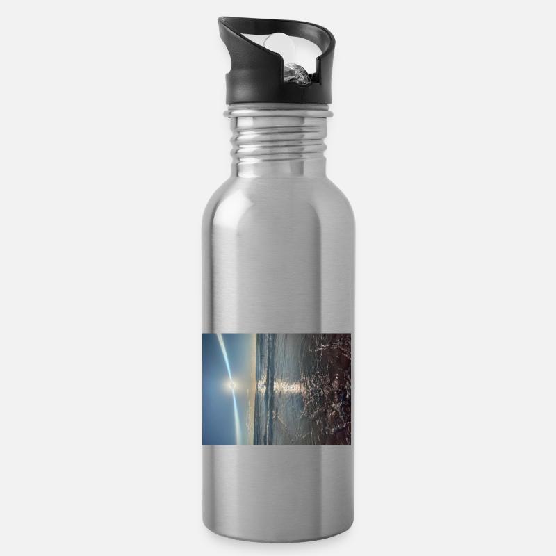 Sun over the ocean - Trinkflasche mit integriertem Trinkhalm - Lightsilver