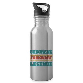 Beruf Tankwart - Trinkflasche mit integriertem Trinkhalm - Lightsilver - Rechts