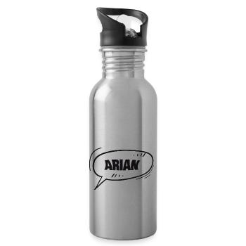 Gift for Arian - Water bottle with straw - silver - Right