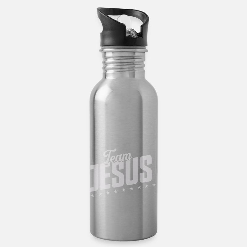 team jesus - Trinkflasche mit integriertem Trinkhalm - Lightsilver