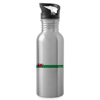 Swansea Wales Coastal Charm - Water bottle with straw - silver - Right