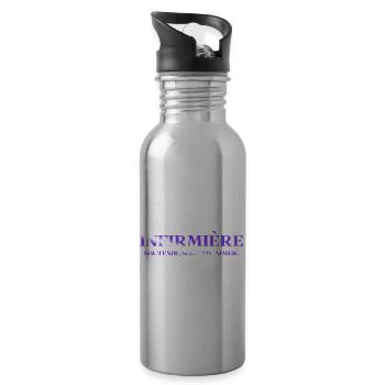 NURSE NURSE DOCTOR HUMOR DRÖLES 5 - Water bottle with straw - silver - Right