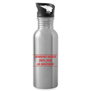 Jemand muss den Job ja machen Lustiger Spruch - Trinkflasche mit integriertem Trinkhalm - Lightsilver - Rechts