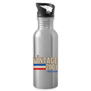 Vintage 2001 limitierte Auflage - Trinkflasche mit integriertem Trinkhalm - Lightsilver - Rechts