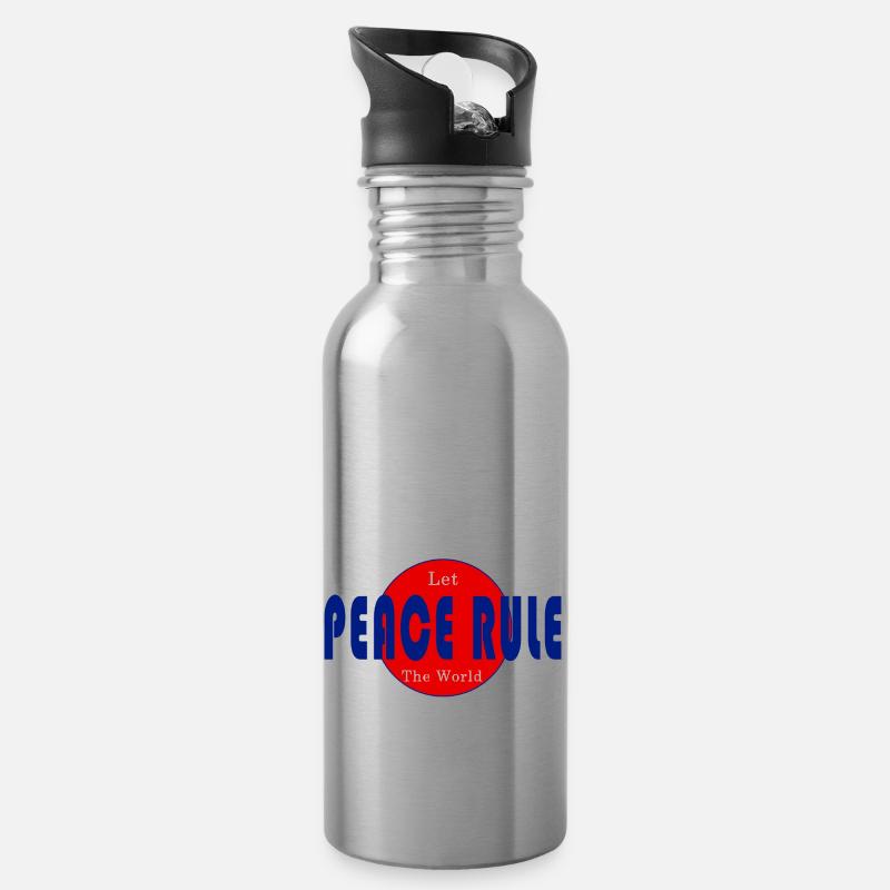 Möge Frieden über die Welt herrschen - Trinkflasche mit integriertem Trinkhalm - Lightsilver
