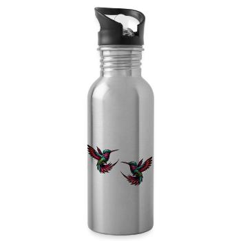 Hummingbird Bird 2 - Water bottle with straw - silver - Right