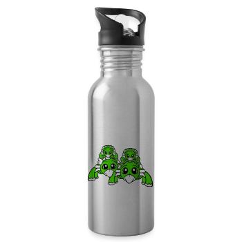 2 Tortues Enfants Famille Maman Papa Maman Papa - Gourde avec paille intégrée - argent clair - Droite