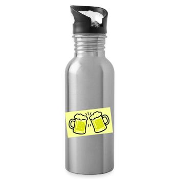 verre à bière Icône de la bière - Gourde avec paille intégrée - argent clair - Droite