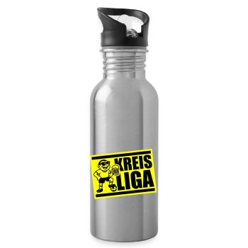 Kreisliga Fussball - Trinkflasche mit integriertem Trinkhalm - Lightsilver - Rechts