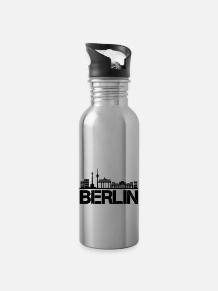 berlin skyline - Trinkflasche mit integriertem Trinkhalm - Lightsilver