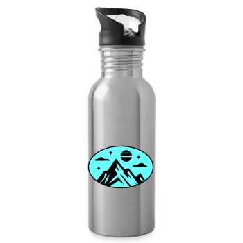 Mountains icon - Water bottle with straw - silver - Right