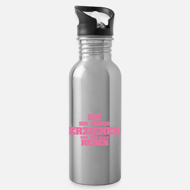 Beruf Erzieher - Trinkflasche mit integriertem Trinkhalm - Lightsilver