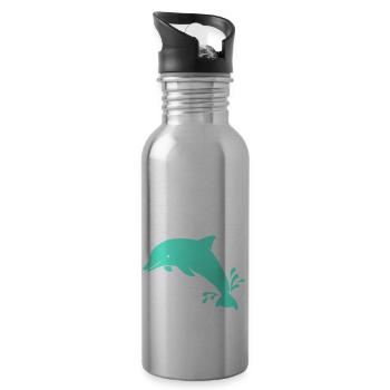 Delphin - Trinkflasche mit integriertem Trinkhalm - Lightsilver - Rechts
