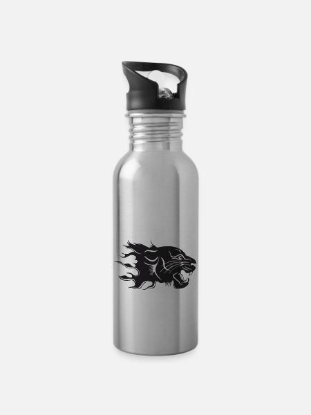 Tiger - Trinkflasche mit integriertem Trinkhalm - Lightsilver