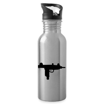 Waffe - Uzi - Trinkflasche mit integriertem Trinkhalm - Lightsilver - Rechts