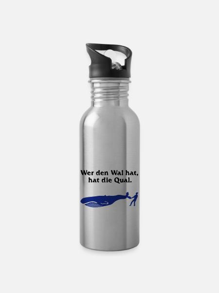 Wal = Qual - Trinkflasche mit integriertem Trinkhalm - Lightsilver