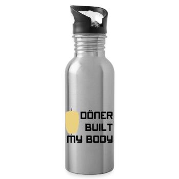 Döner built my body - Trinkflasche mit integriertem Trinkhalm - Lightsilver - Rechts