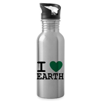 I *heart* earth! - Water bottle with straw - silver - Right