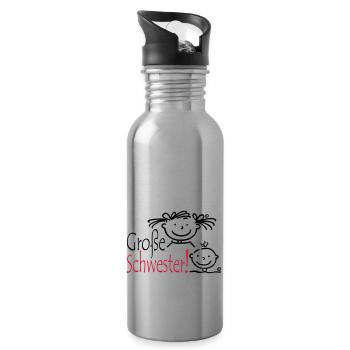 Grosse Schwester - Trinkflasche mit integriertem Trinkhalm - Lightsilver - Rechts