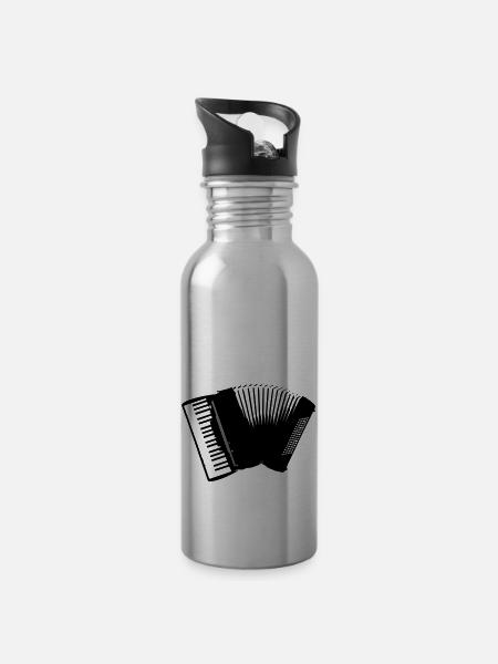 Akkordeon - Trinkflasche mit integriertem Trinkhalm - Lightsilver