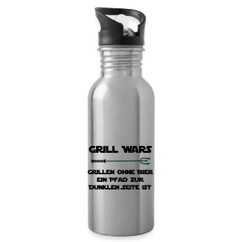 Grill Wars Grillen Bier - Trinkflasche mit integriertem Trinkhalm - Lightsilver - Rechts