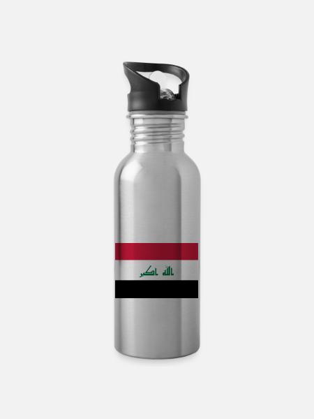 Irak - Trinkflasche mit integriertem Trinkhalm - Lightsilver