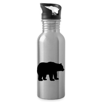 bear animal - Water bottle with straw - silver - Right