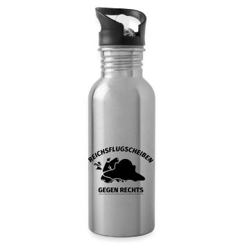 Reichsflugscheiben gegen Rechts - Trinkflasche mit integriertem Trinkhalm - Lightsilver - Rechts