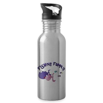 fishing family - Gourde avec paille intégrée - argent clair - Droite