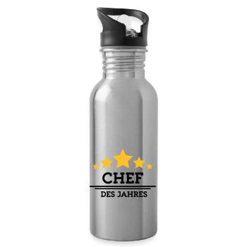 chef des Jahres - Trinkflasche mit integriertem Trinkhalm - Lightsilver - Rechts