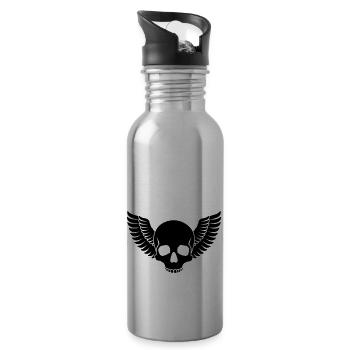 Skull Wings - Water bottle with straw - silver - Right