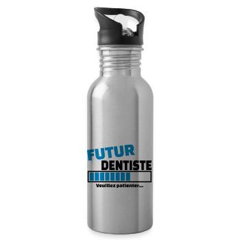 futur dentiste - Gourde avec paille intégrée - argent clair - Droite
